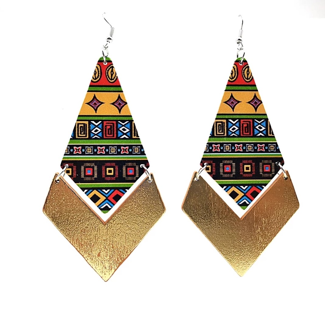 African Print Drop Earrings - Style 1